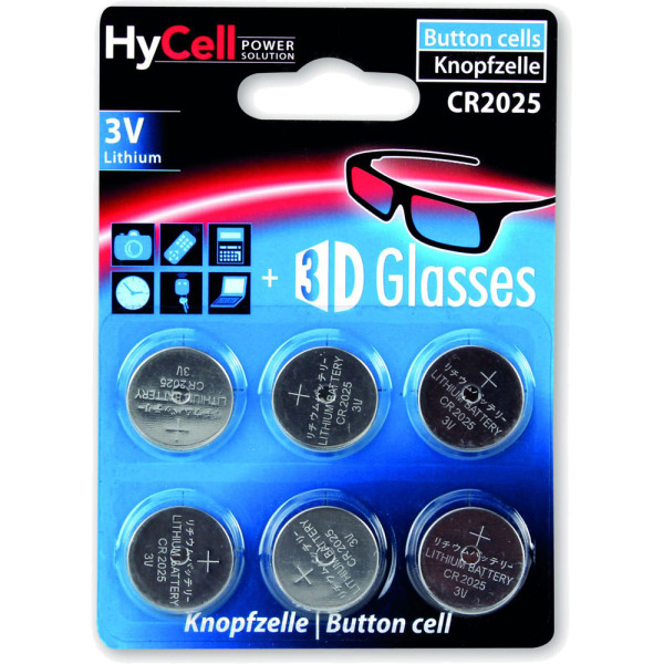 Ansmann HyCell CR2025 Knopfzellen 6 Stück, wie CR2025, DL2025, ECR2025, 3V, 165mAh, Lithium