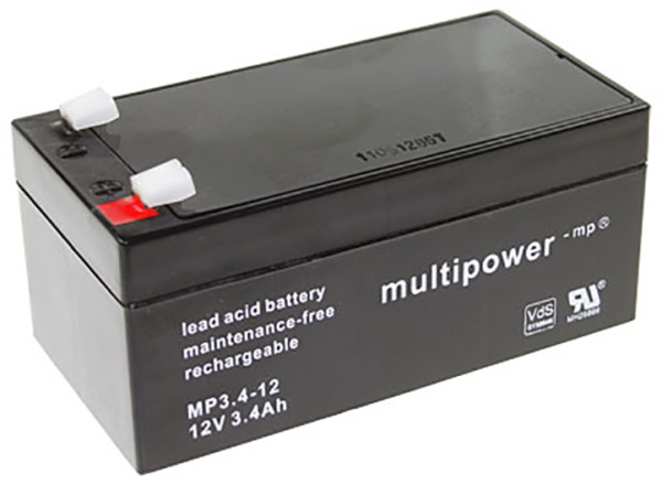 Blei-Akku Multipower MP3.4-12, 4,8 mm Faston Anschluss, 12 Volt, 3,4 Ah