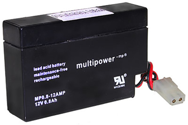 Blei-Akku Multipower MP0.8-12AMP, AMP-Buchse, 12 Volt, 0,8 Ah