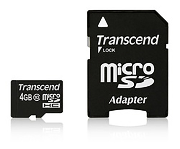 Speicherkarte micro-SD HC Card (Trans Flash), 4 GB, Class 10, inkl. Adapter auf SD-Card